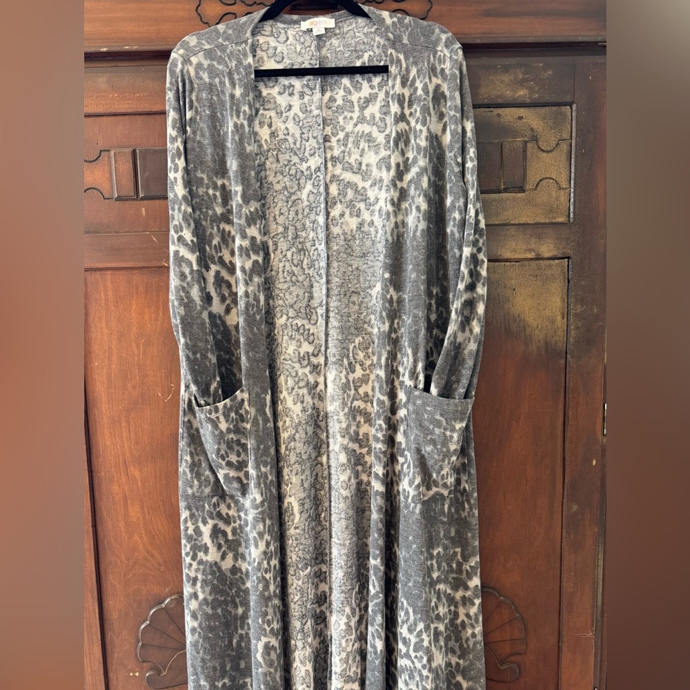 Lularoe Gray Leopard Print Cardigan - image 2
